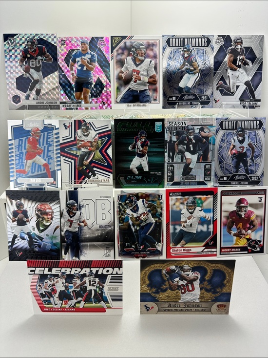 Panini Other - Texans Nico Collins/Andre Johnson/Tank Dell & CJ Stroud/Marks Rookies lot of 17